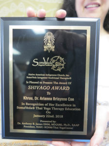 SomaVeda® SHIVAGO Award, Dr. Ariana B. Coe 2017
