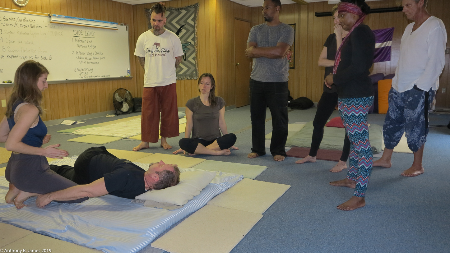 Khruu Mattie Griffin teaches SomaVeda® Thai Yoga, Ayurveda and traditional Thai Massage to students at the Thai Yoga Center January 2019 in Brooksville, FL